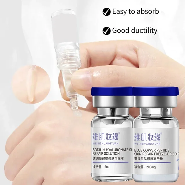 GHK-Cu 99% Blue Copper Peptide Freeze-Dried Powder 60/200mg Anti Wrinkle Plump Firm Skin Fade Lines Repair Barrier Set