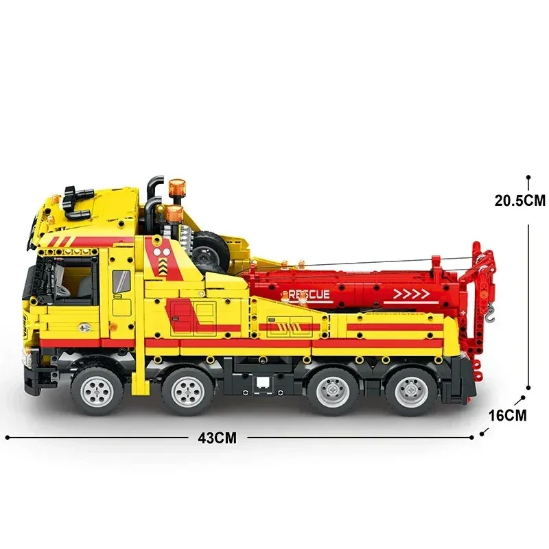1910 قطعة مكعبات بناء نموذج سيارة إنقاذ تقنية تعمل بالتحكم عن بعد، لعبة هندسية تعليمية STEM للأطفال وهدايا