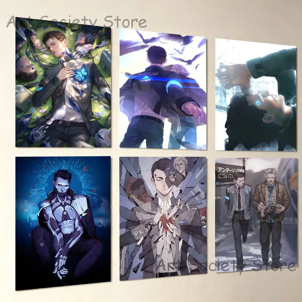 D-Detroit Become H-Human Poster Multi-Purpose Wall Art for Living Room Bedroom Office Hallway Bar Home Decor Gift