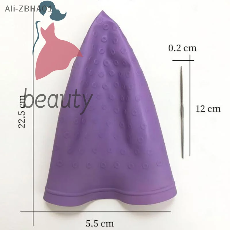 1 Set Professional Silicone Hair Coloring Cap Pink with Hook Needle Safe Dyeing Tool for Home DIY Hair Highlighting