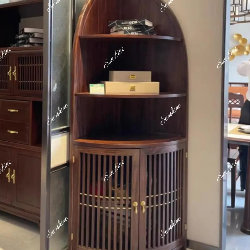 Light luxury new Chinese living room triangular decoration home corner wall storage cabinet