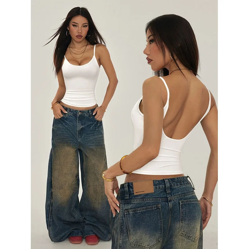 Women's Cami, Trendy Easy Casual Bust-Enhancing Waist-Cinching, with Flounce Hem