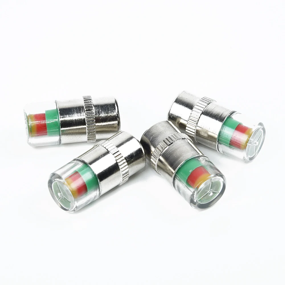 4pcs Car Valve Tyre Cap Dust Monitor Wheel Tire Pressure 32-36 PSI Sensor Stainless Steel Tire Pressure Monitoring Cap