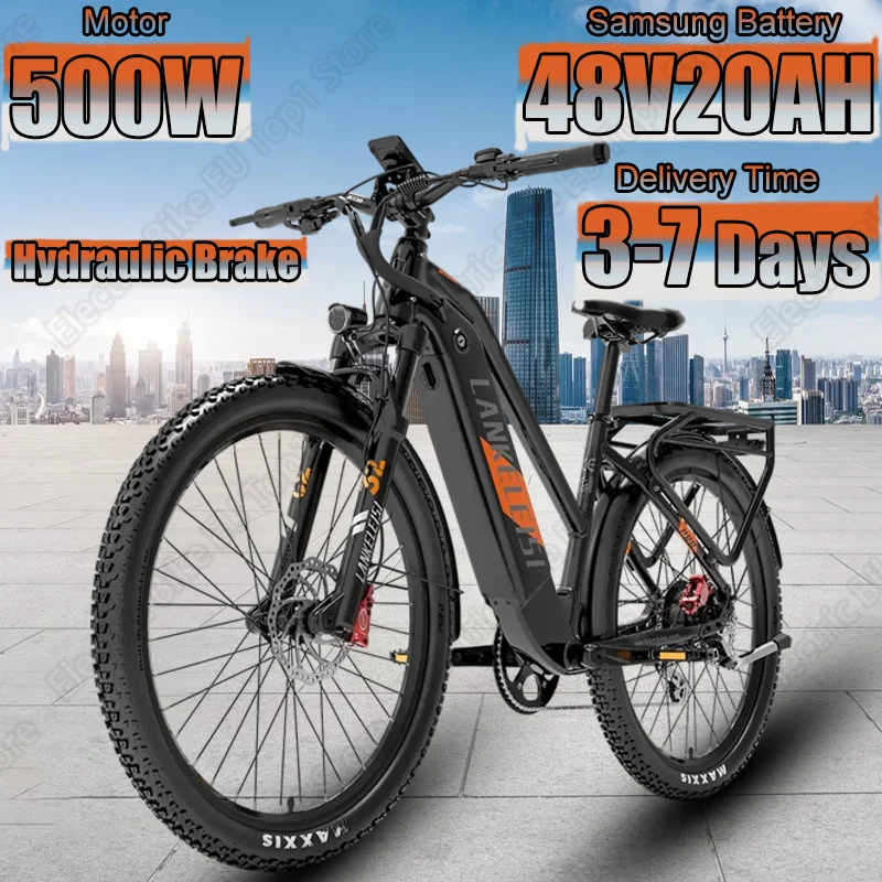 500W Brushless Motor Electric Bicycle 48V20AH Lithium Battery Hydraulic Brake E-bike 27.5 Inch Tire All Terrain Electric Bike