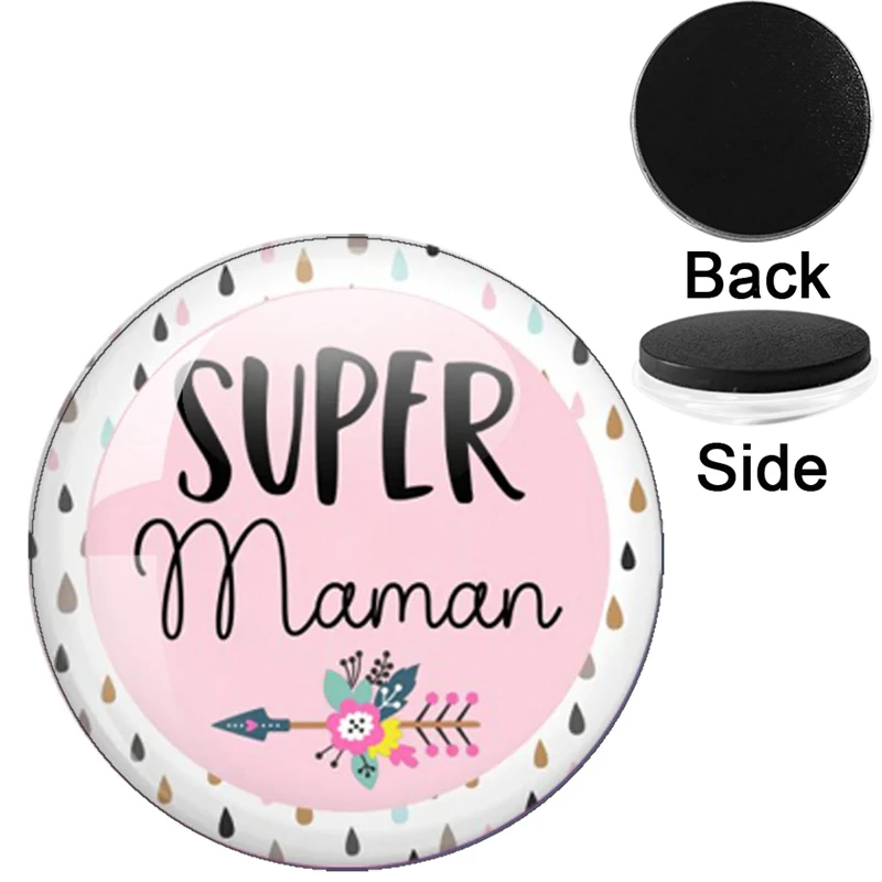 I Love Mom And Dad 25mm/30mm/35mm/40mm Fridge Magic Magnet Glass Dome Sticker For Calendars Refrigerato Decor