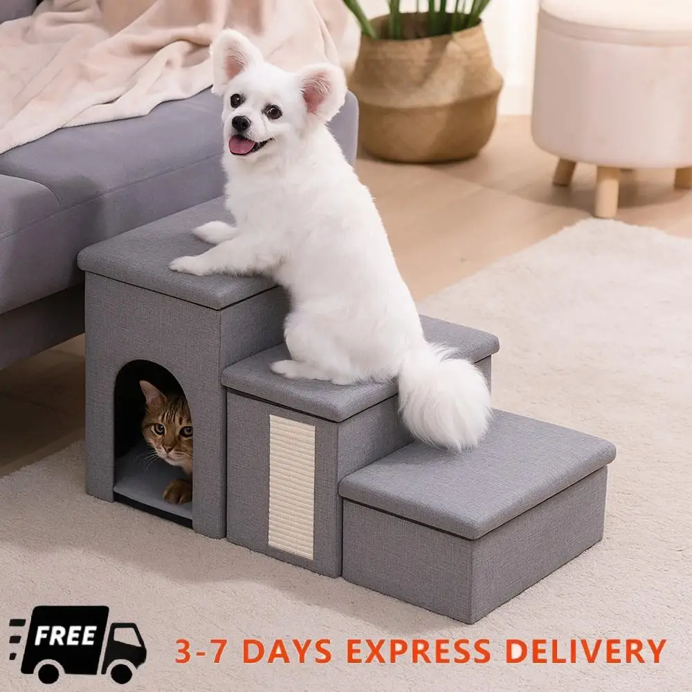 

3-уровневая складная лестница для домашних животных, многофункциональная кровать для кошек, износостойкий съемный органайзер для хранения на все сезоны