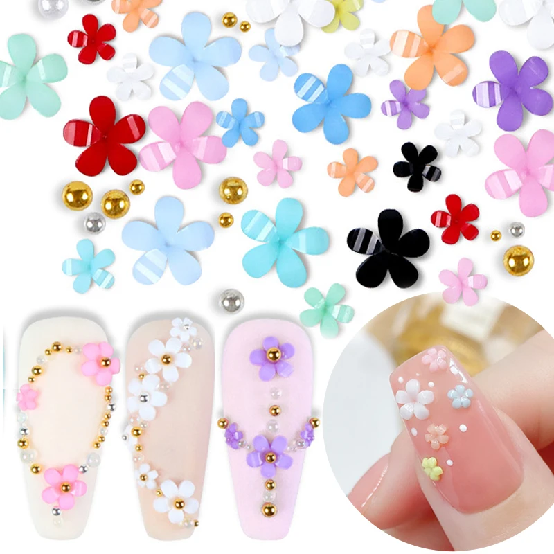 50/200pcs Mixed Colorful Rose Flowers Pearlescent White Purple Resin Decoration 3D Ornament Nail Charm Parts Jewelry Accessories