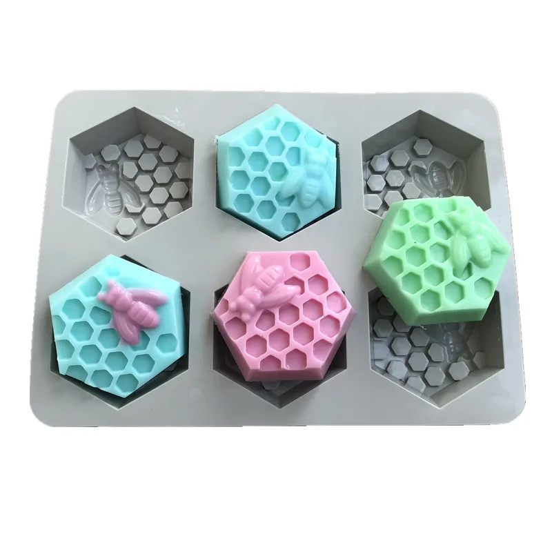 Square 3D Bee Honeycomb Silicone Soap Mold Handmade Insect Craft Plaster Candle Making Kit Diy Cake Decoration Baking Tools