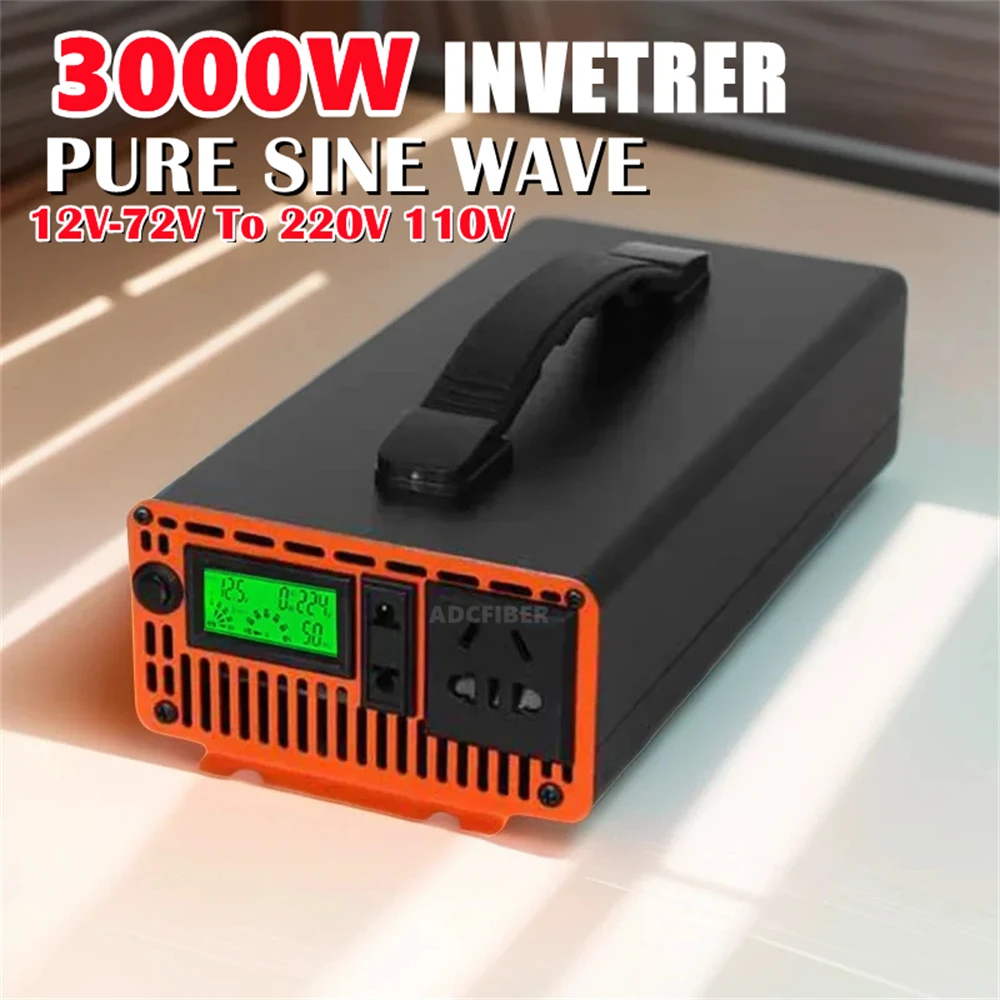 3000W 4000W Pure Sine Wave Inverter DC 12V 24V 48V 60V to 110V-240V Power Converter Transformador Universal Car Inversor 50/60HZ