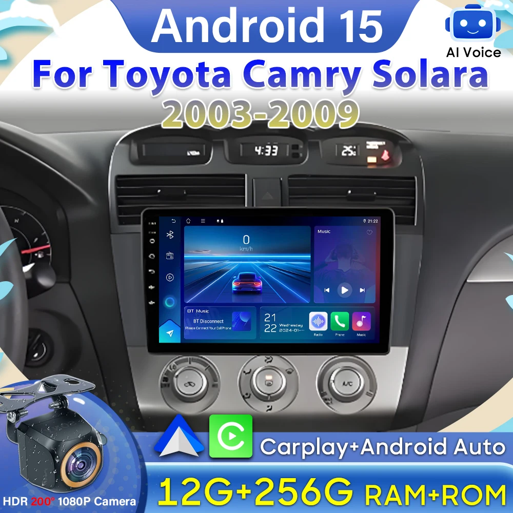 

Автомобильное радио Android для Toyota Camry Solara 2003-2009 Carplay, автомобильные интеллектуальные системы, GPS без 2din DSP, видеомультимедийный плеер
