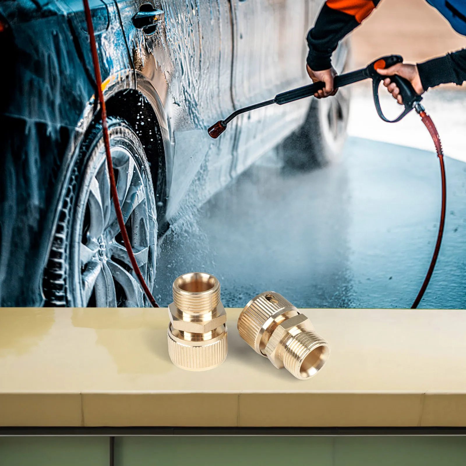 2pcs Copper External Thread 22*1.5 Joint Cleaning Machine Water Pipe Joint Water Connection Copper Quick Connect