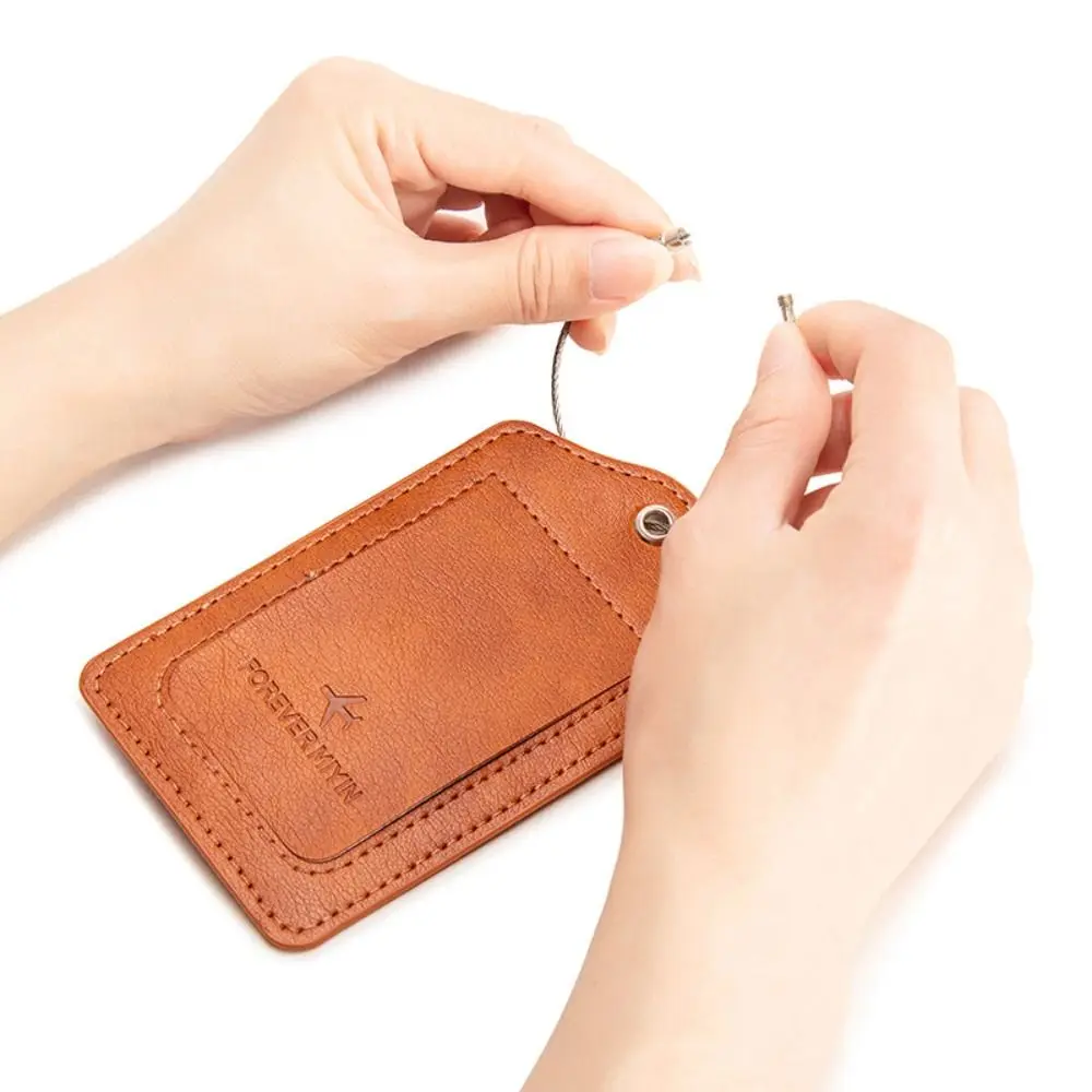 

Retro Pure Color Travel Luggage Tag Letter PU Leather Boarding Pass Handbag Label Baggage Name Tags Travel Accessories Travel