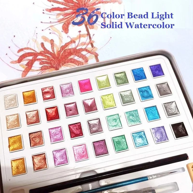 Pearlescent Paints Watercolor Set, Multi-Color Glitter Solid Pigment Art Supplies for Artists Students Amateurs Sparkle Manicure