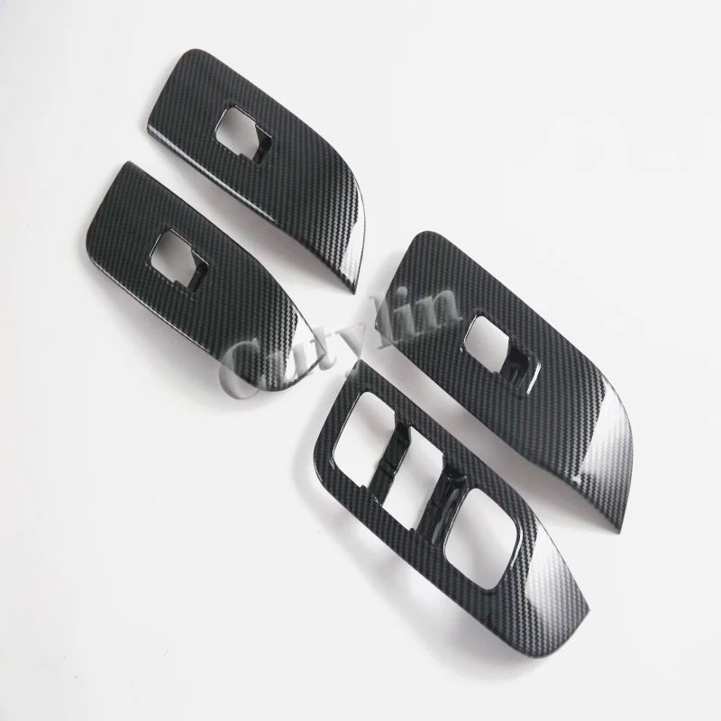 LHD ل MG 4 MG4 EV 2026 2027 ABS ألياف الكربون زجاج نافذة السيارة رفع التبديل لوحة أزرار غطاء الكسوة ملصق الملحقات الداخلية #5