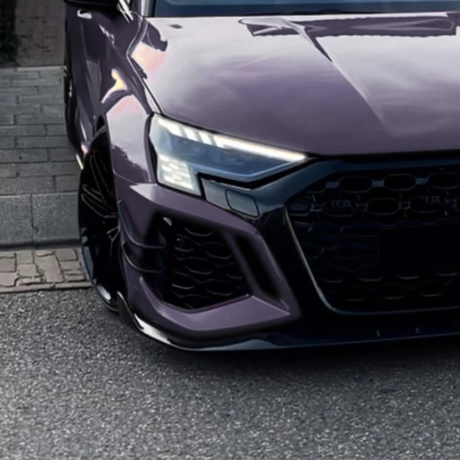 Für Audi RS3 8Y 2020-2024 Limousine 4-Türer Frontstoßstangen-Seitenlüftungs-Verkleidung Lufteinlass-Rahmen Spoiler Splitter Canards – Detail 11