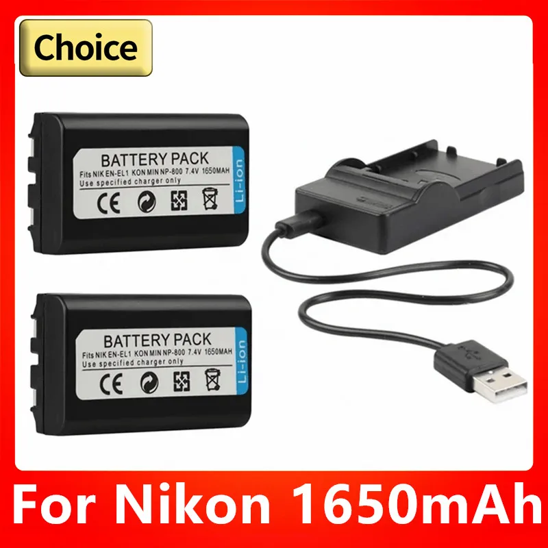 

1650mAh Battery EN-EL1 ENEL1 EN EL1 Battery and Charger for Nikon CoolPix 4300 5400 8700 500 775 880 885 990 995 Bateria