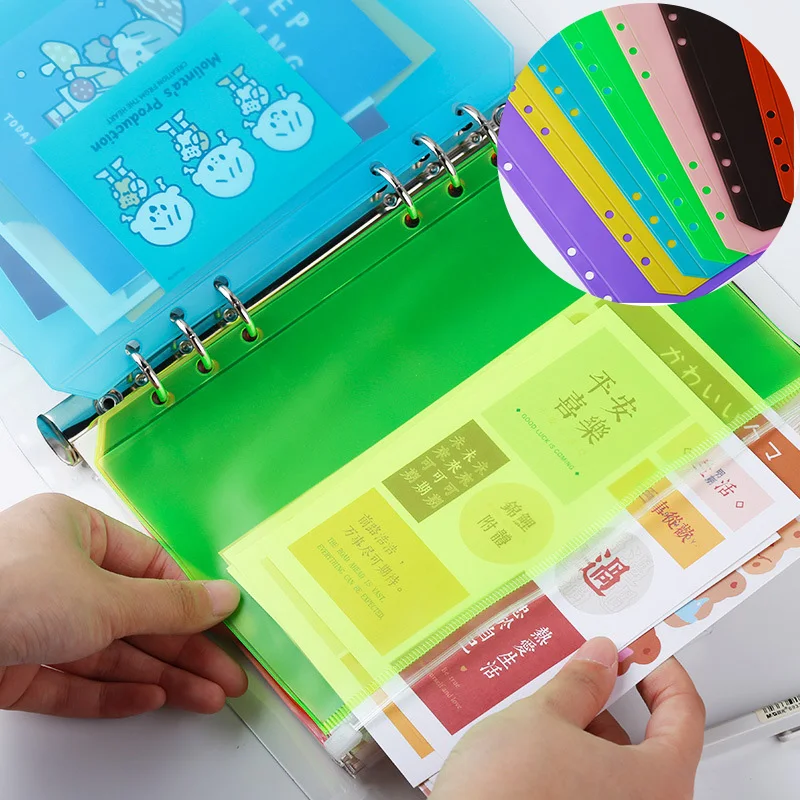 Ins Colorful A6 Loose-leaf Binder Handbook 6-Holes Zipper Diary Book Sparkling PVC Portable Idol Photo Collect Notes Stationery