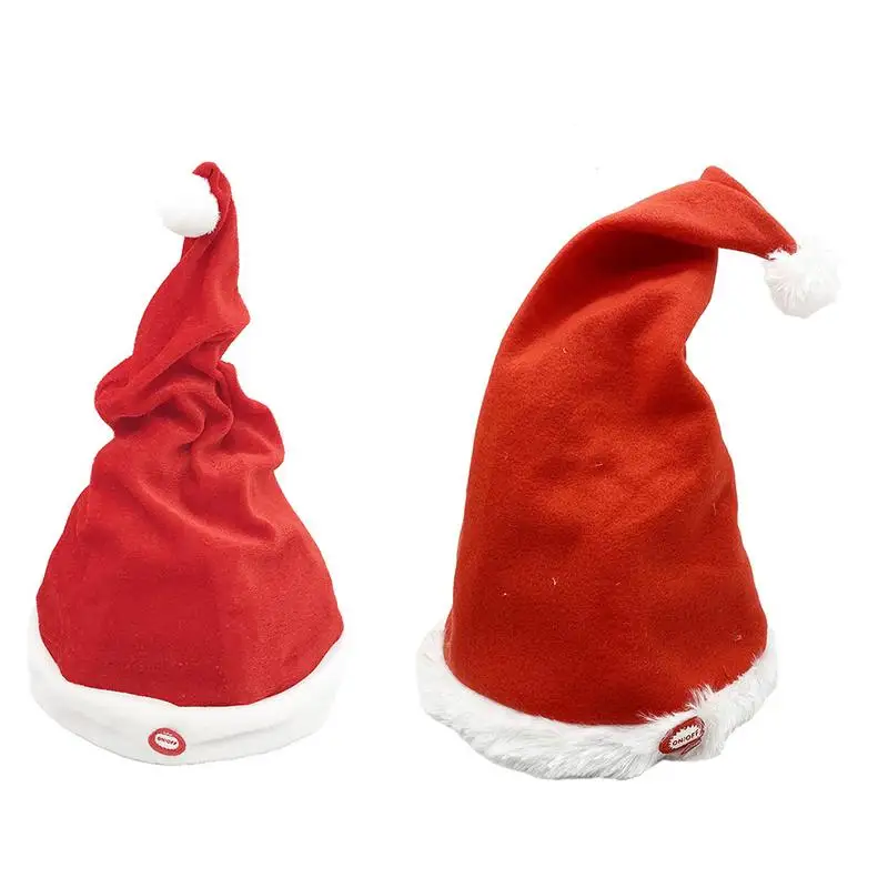 Electric Christmas Hat Red Plush Music Dancing Swing Electric Christmas Hat For Adult Children 2021 New Year Gift