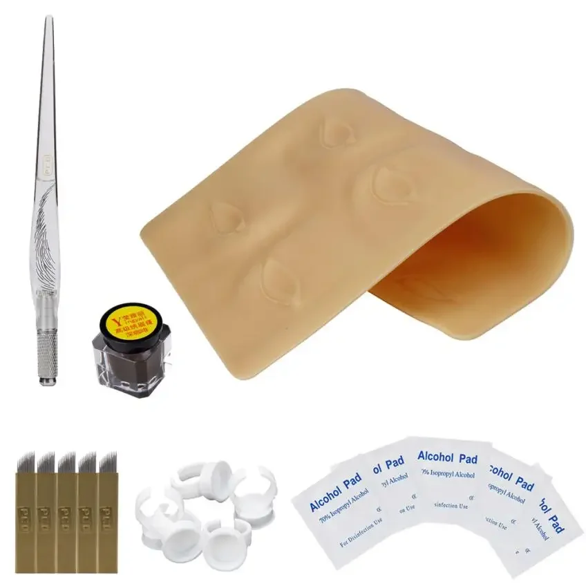 3D Makeup Microblading Pen Tattoo Needle Training Ink Tattoo Kits Eyebrow Practice Kit Tattoo Set Beauty Tool