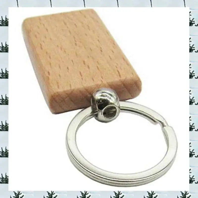 

ABLG 36 Pcs Blank Wooden Key Chain Rectangle Key Chain Tags Wood Keychains Key Ring For DIY Craft