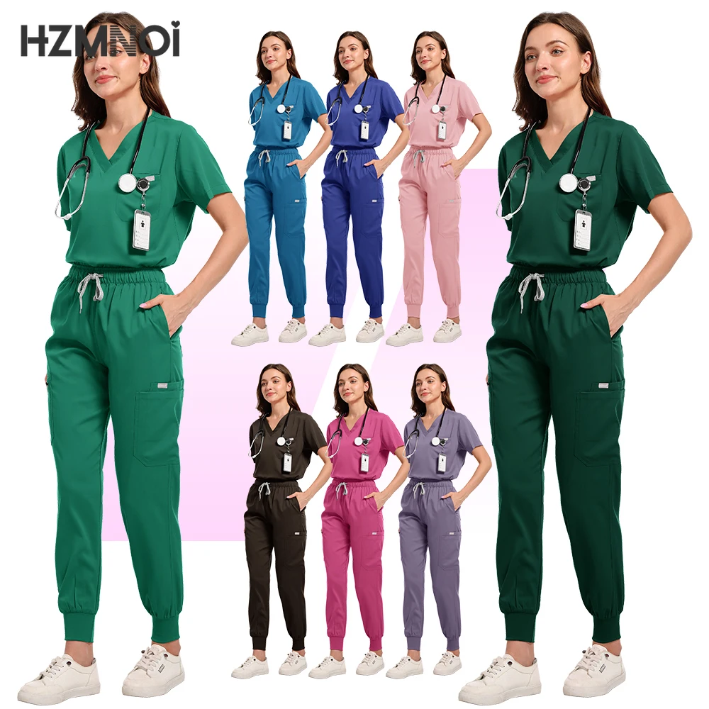 

Scrubs for Hospital Doctors and Nurses Including Tops Pants Operating Room Smocks Fashionable Short-sleeved Nursing Uniforms