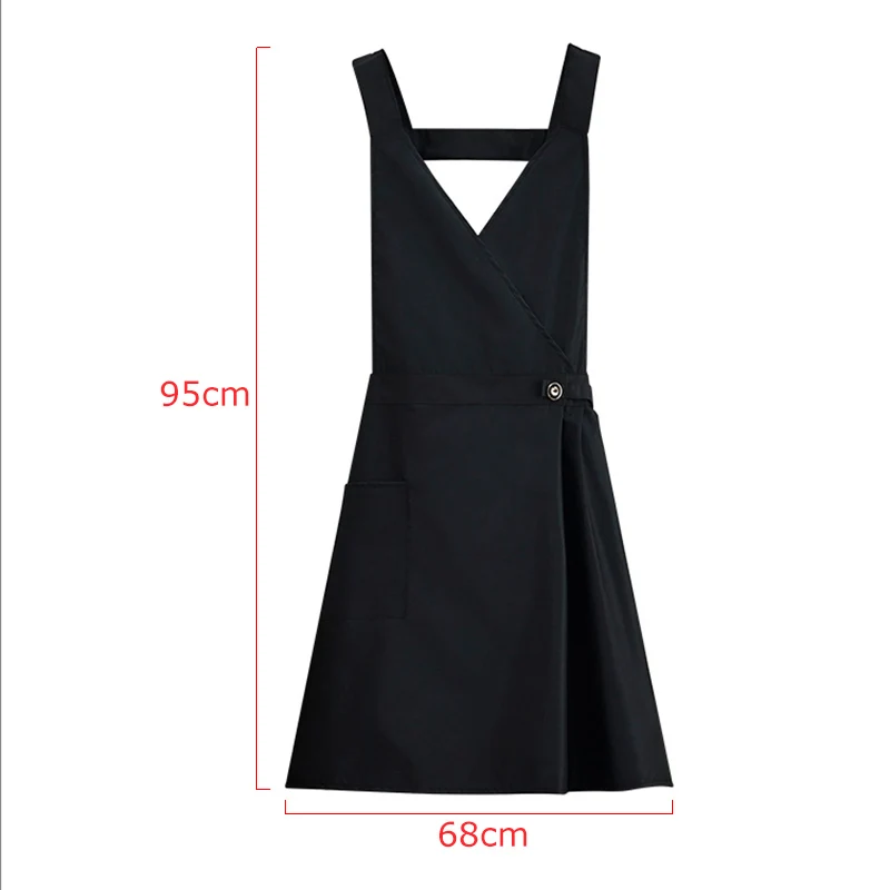 V-neck Woman Waiter Restaurant Apron Waterproof Bar Shop Cafes Beauty Nails Uniform Kitchen Oil Proof Sleeveless Bib Adjustable