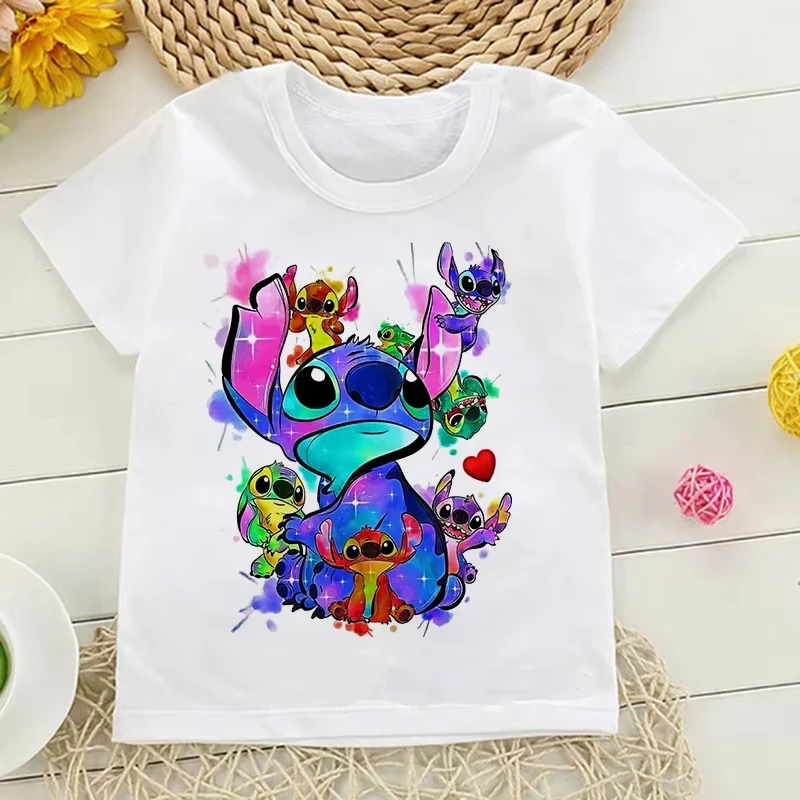 

Хлопковая футболка с мультяшным принтом серии Disney для мальчиков и девочек, топы с круглым вырезом и мягкой ткани, мужская и женская летняя одежда