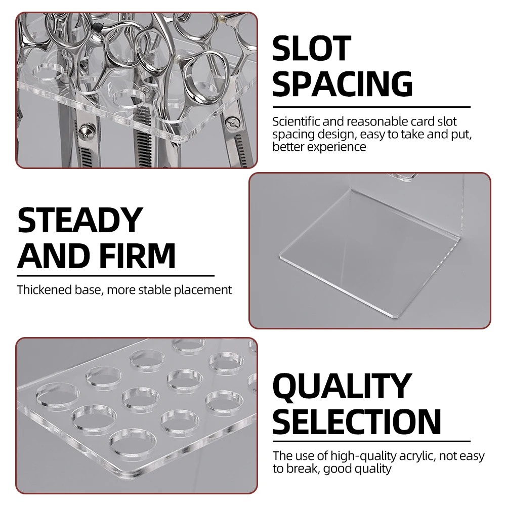 Acrylic Scissors Holder with 5/6/15 Grids for Makeup Brushes