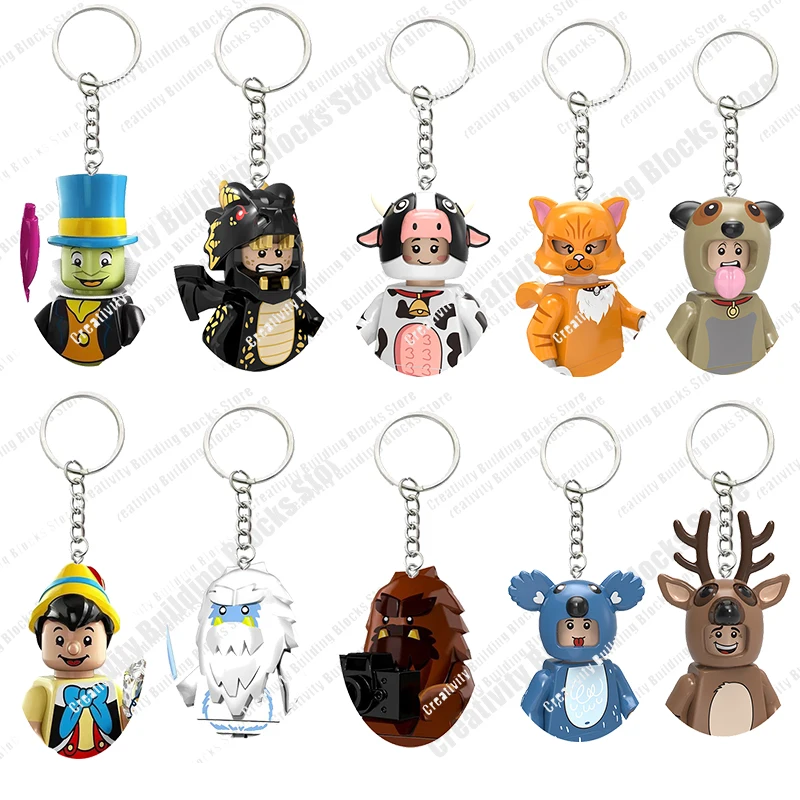 2025 Popular Sales Key Chain Series Pink Girl Shark 3D Model DIY Building Blocks Toy Classic Movie Model Children's Toy Gifts
