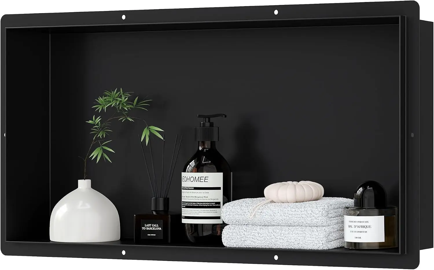 Neodrain Matte Black Shower Wall Niche-24" X 12",Tile Needed Shower Niche | 304 Stainless Steel Bathroom Shelf,Rimless Cubby, Wa