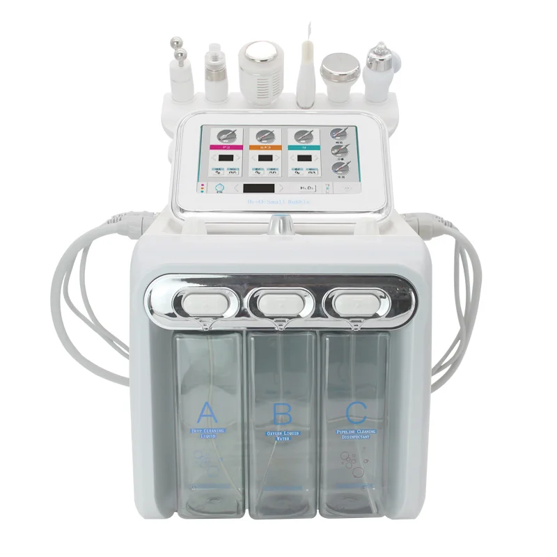 6 in 1 Facial Hydrogen Oxygen Water  Dermabrasion Skin Deep Cleansing Pores  With RF Lifting Scrubber Beauty Instrument