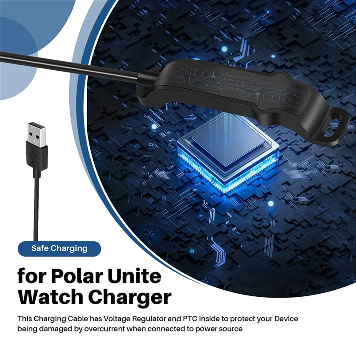 Cargador de reloj inteligente para reloj deportivo Polar Unite - Cable de carga USB 3,3 pies 100 cm - Accesorios para reloj inteligente Fitness