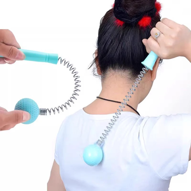 Silicone Meridian Hammer Manual Massage Hammer Stick Ball Body Massager Spring Elastic Knock Shoulder Limbs Waist Massage Tool
