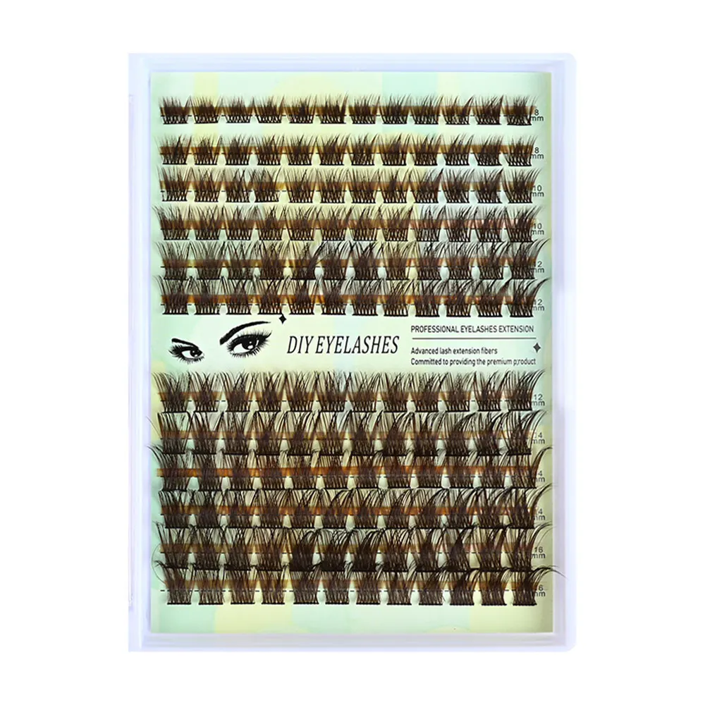 مجموعة واحدة مجزأة الرموش مظهر طبيعي قابلة لإعادة الاستخدام لتقوم بها بنفسك تطعيم الرموش اليدوية البني الفردية رمش المرأة الجمال