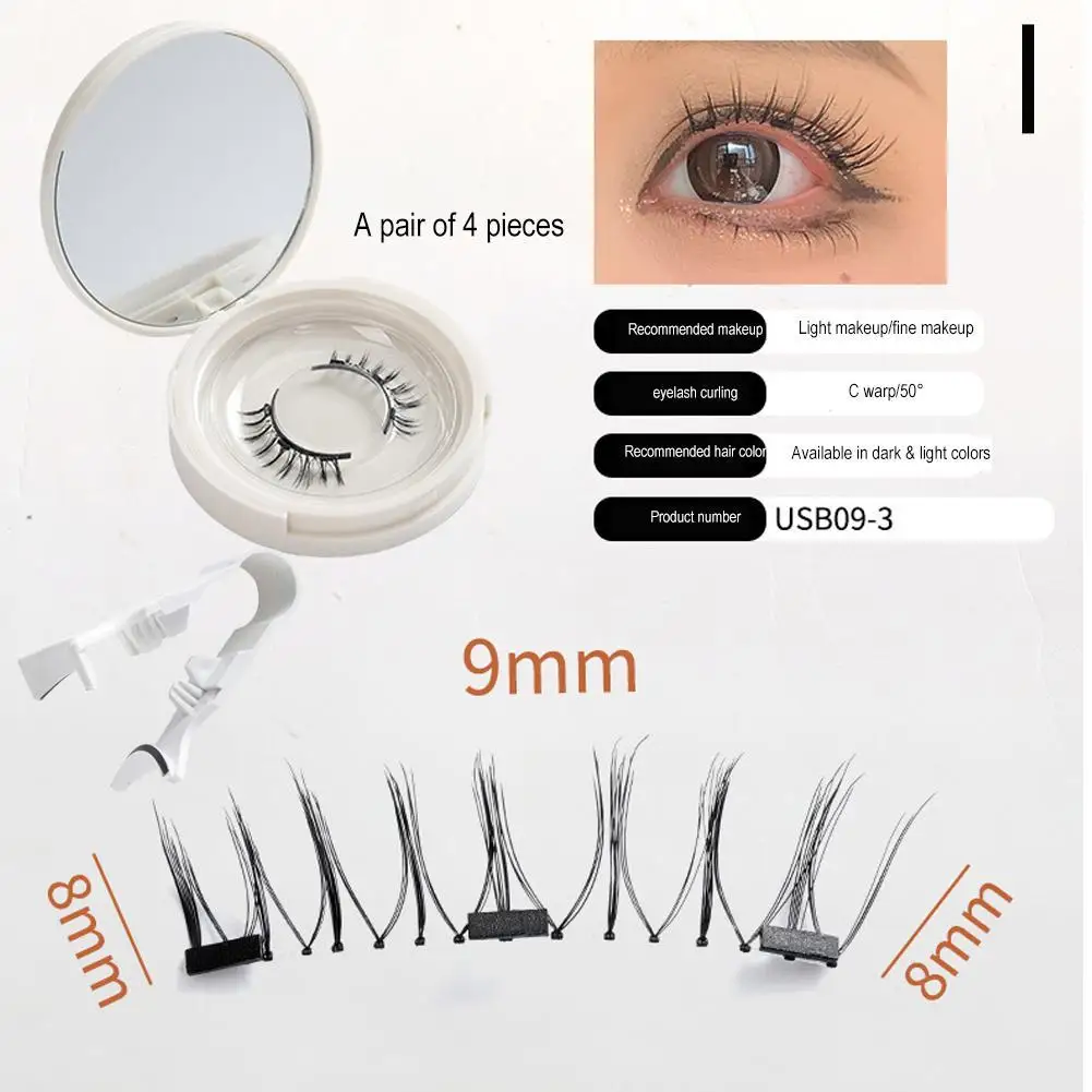 3d Natuurlijke Magnetische Wimpers Met 4 Magnetische Wimpers Herbruikbare Magnetische Valse Wimpers Draagbare Cosmetische Tool Voor Vrouwen