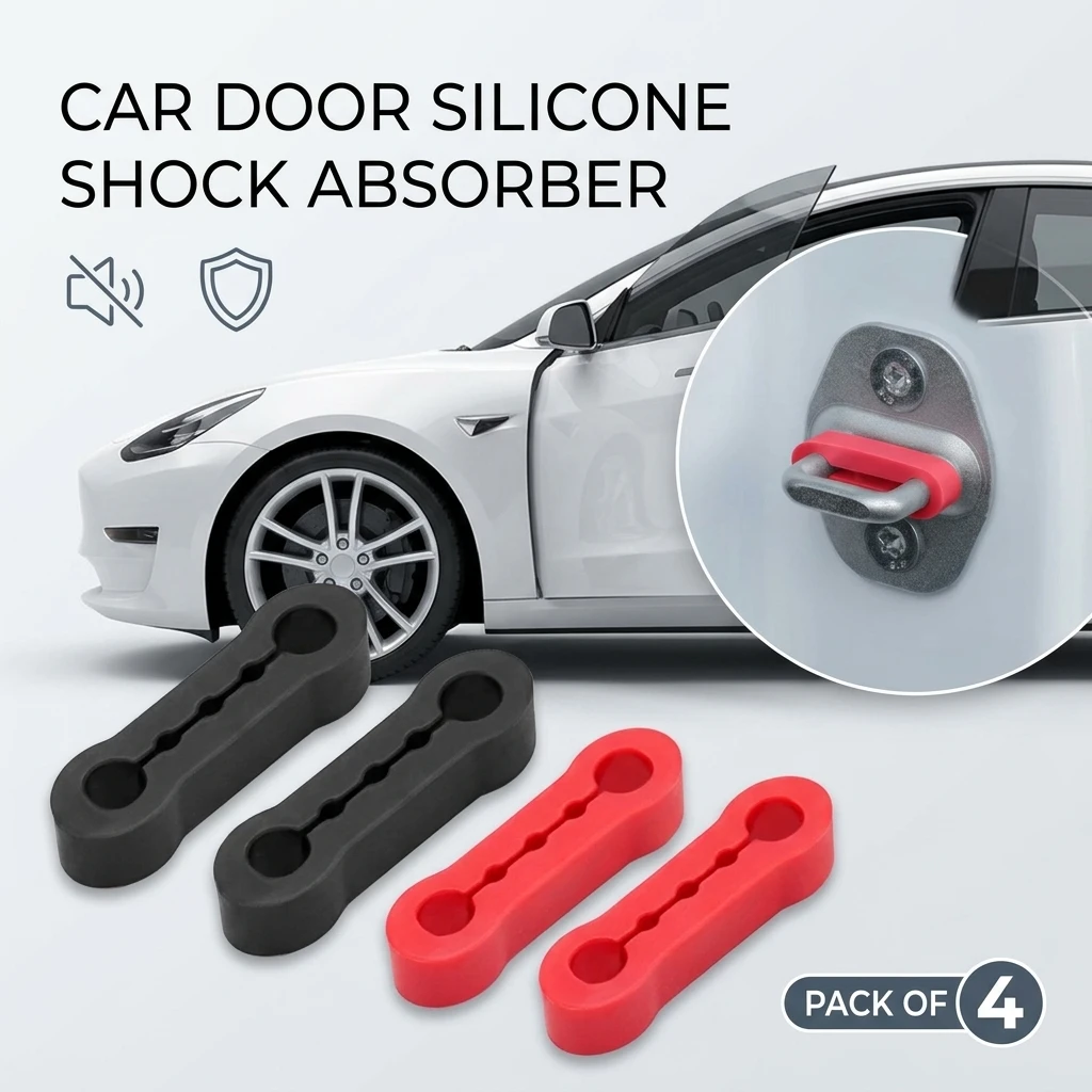 Kit 4 Peças Universal: Amortecedores de Silicone para Portas de Carro - Redutores de Ruído e Vibração - Acessórios Internos Automotivos