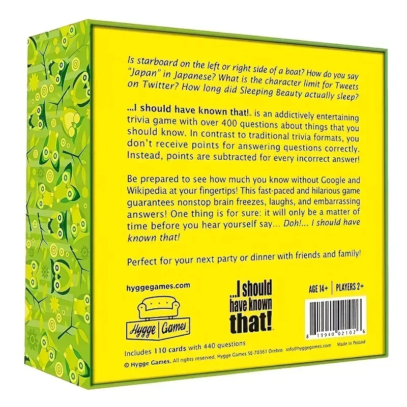 Board Game Card Game:I should have known that! Trivia Game Christmas Halloween Thanksgiving gifts
