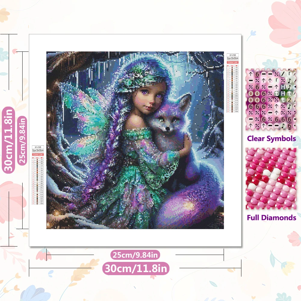 EverShine Diamond Embroidery Woman Fox DIY 5D Full Drill Diamond Art Painting Kit Portrait Mosaic Animal Home Decor Unique Gift