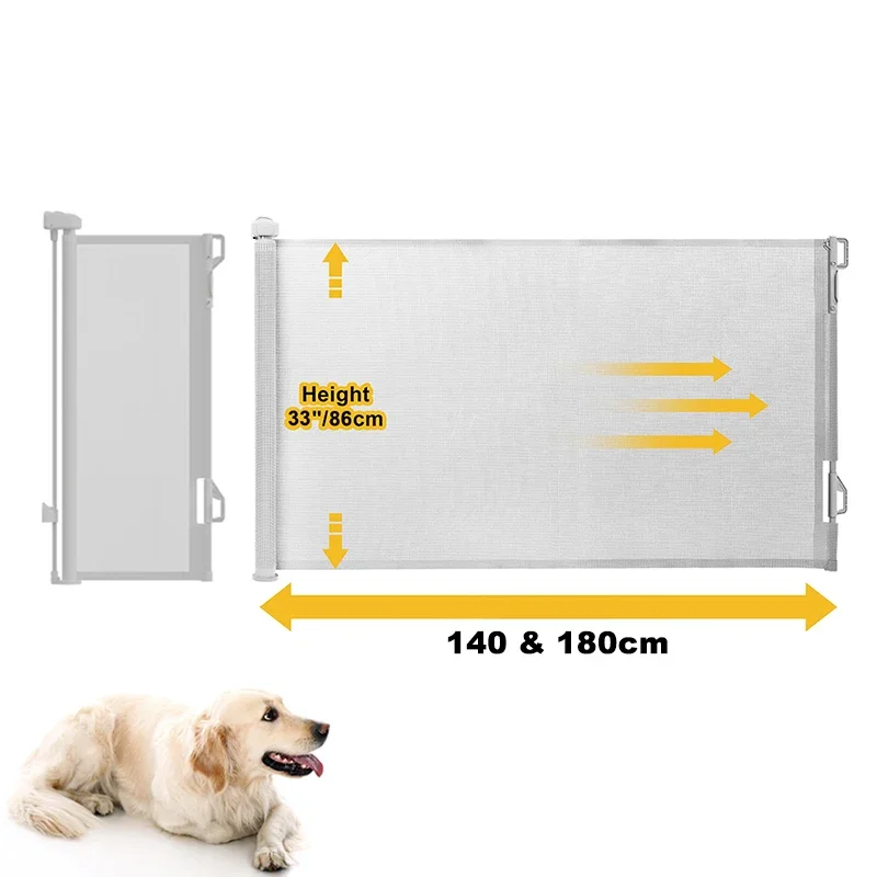 Rolling Extending Baby Safety Pet Dog Mesh Fence Door Retractable Dog Gate for the House Stairs