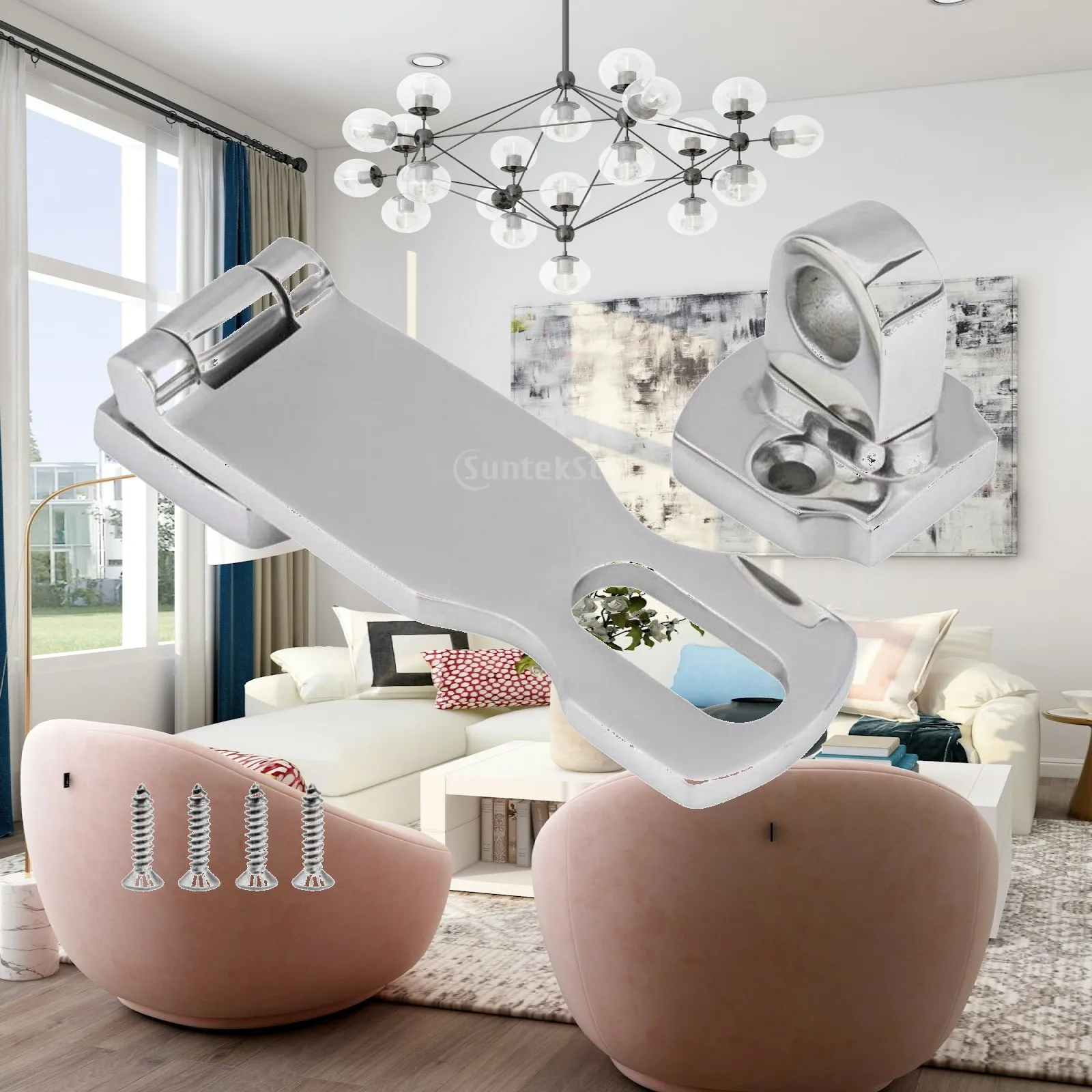 Durable 92MM Stainless Steel Hasp Latch for Saltwater Marine Use with Rotating Staple for Cabinet Lock