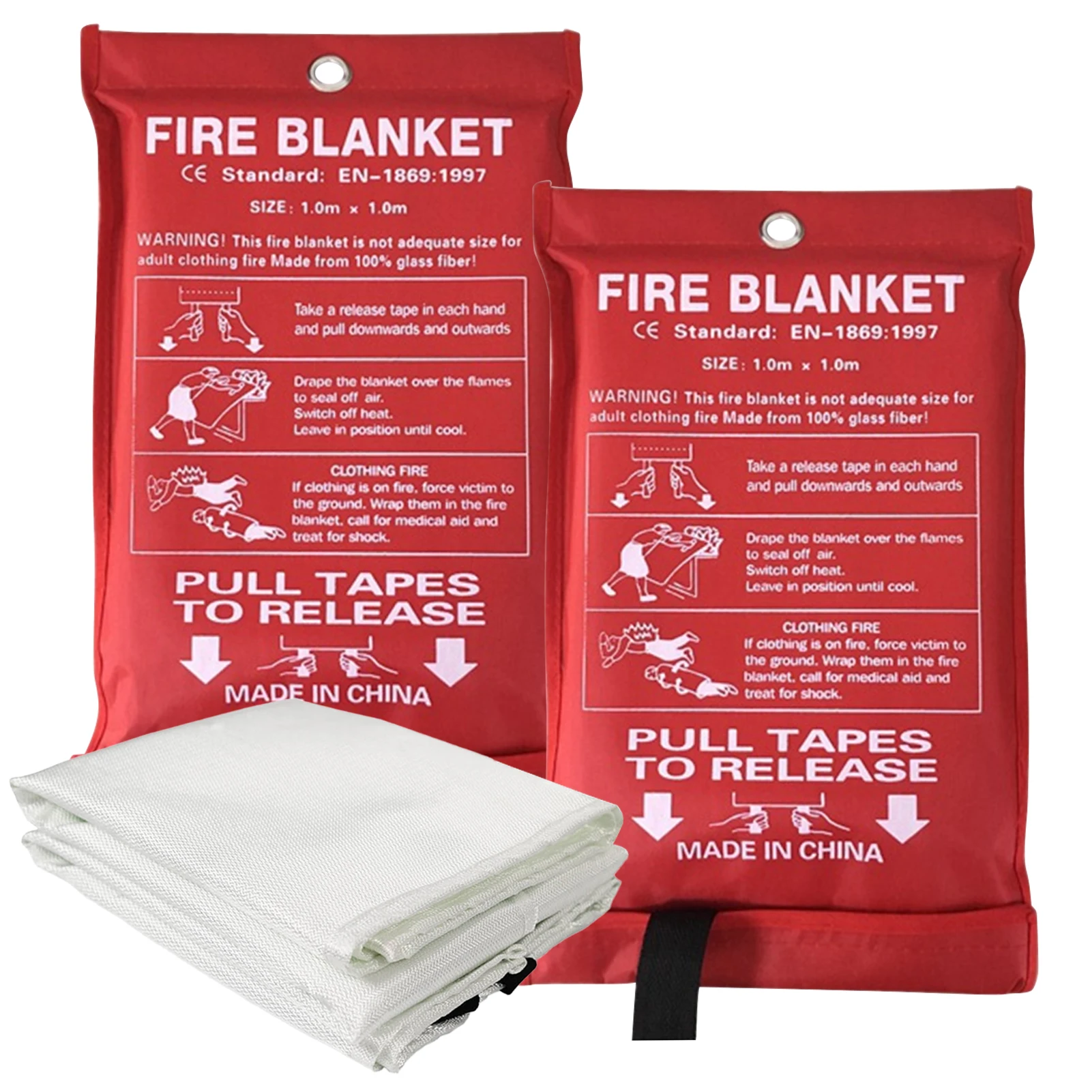

Fire Blankets Emergency for Home and Kitchen 39x39'' Fire Suppression Blanket, Cover the Fire Source and Isolate The Air