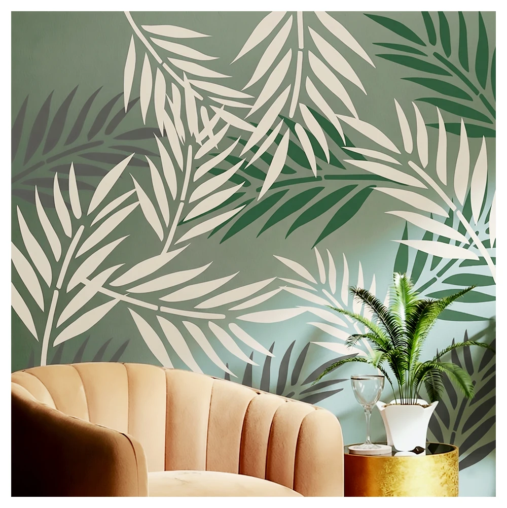 

Large Tropical Fern Leaf Wall Stencil Reusable templates for painting on the wall Home Decor for Living Room Customization