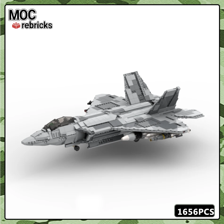 MOC 밀리터리 시리즈 빌딩 블록 모델, F-22 랩터 비행 전투 무기 부품 세트, 독창성 DIY 어린이 선물, 교육 완구