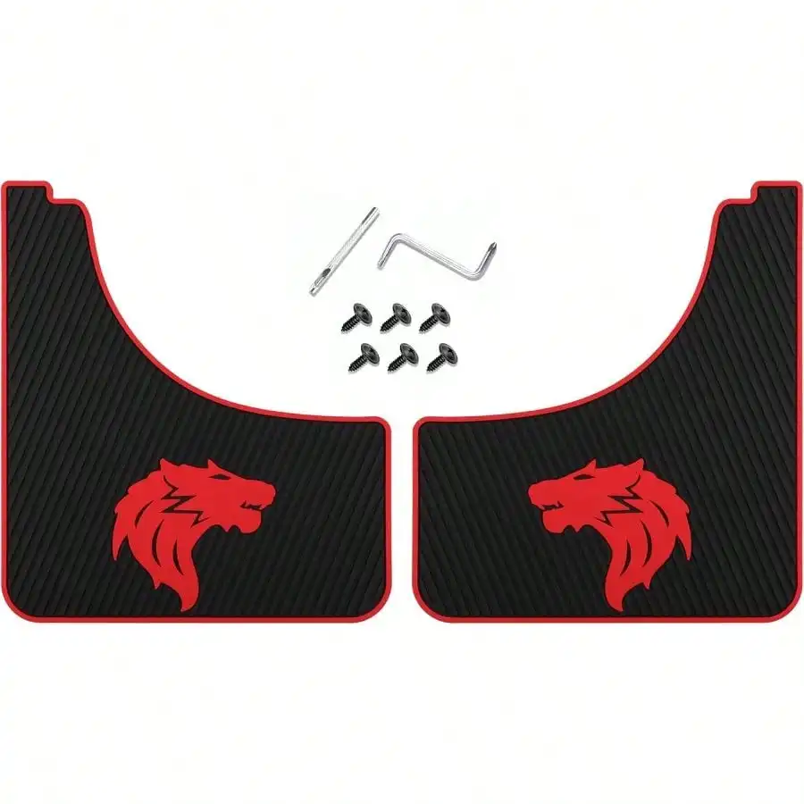 Car Mud Flaps Screw And Clips Universal Rubber Mudguard Soft No Collision Splash Guards (2PCS, Wolf