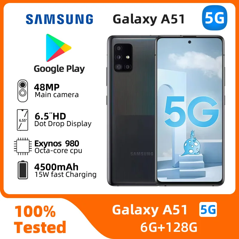 Samsung Galaxy A51 5g Smartphone Exynos 980 6.5-inches Screen 48MP Camera Android Original Used Phone