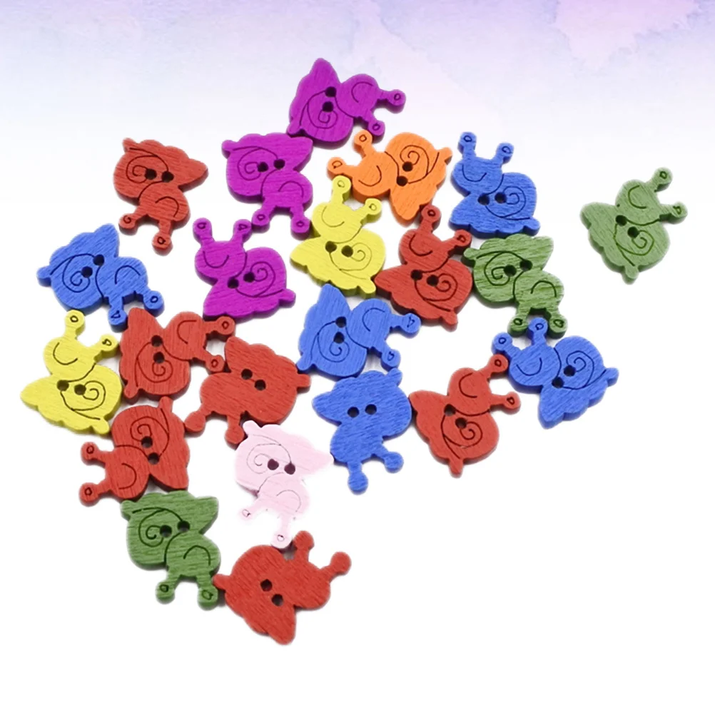 

200Pcs Cartoon Snail Colorful Wooden Buttons Durable Sewing Accessories DIY Craft Clothing Decoration