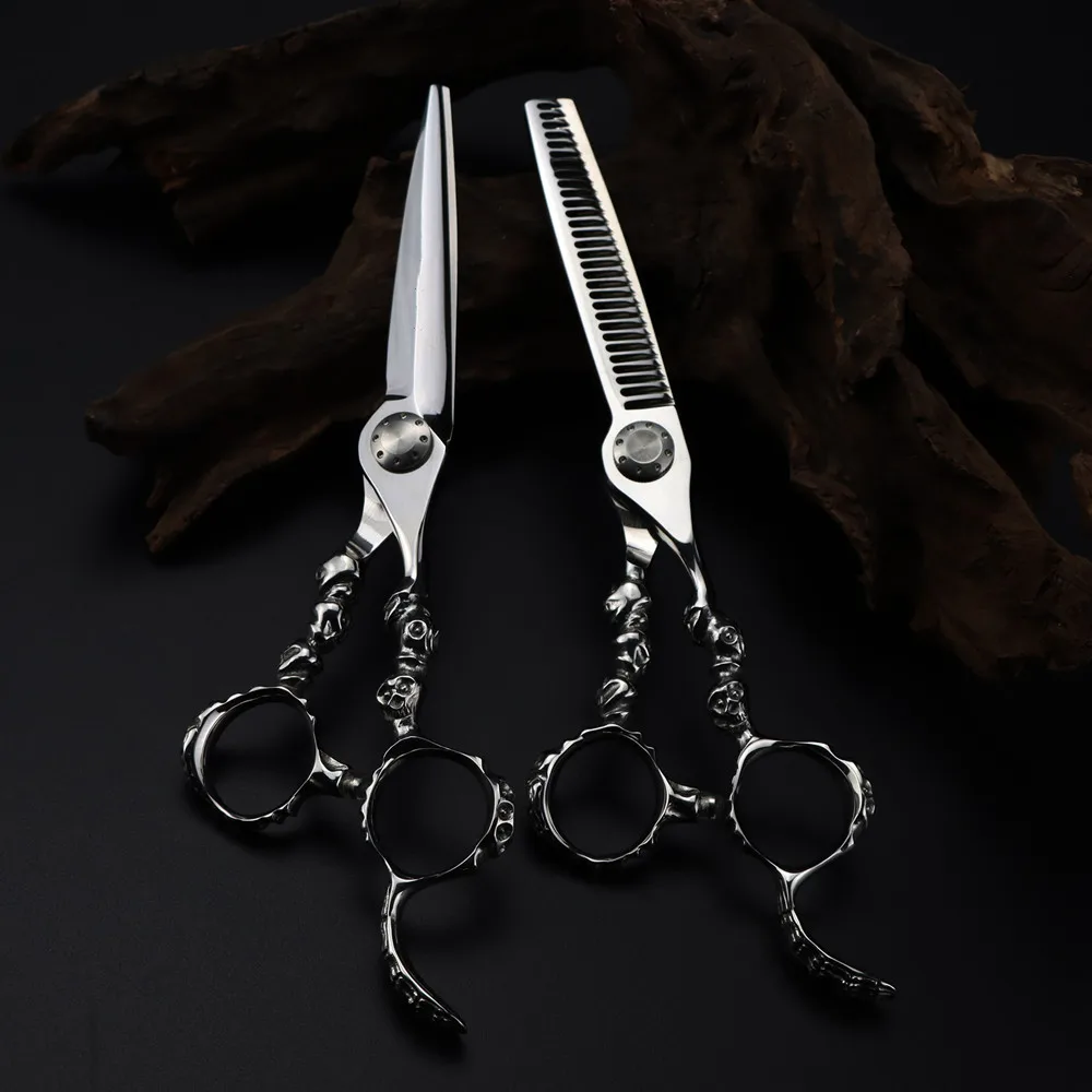 

Professional Japan 440c 6 inch Skull scissor Upscale hair scissors haircut thinning barber cutting shears hairdressing scissors