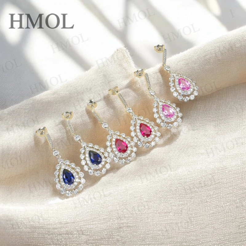 

Серьги в форме капли воды 3,3-3,7 карата, выращенный в лаборатории драгоценный камень с рубином/сапфиром/Padparadscha, серебро 925, для женщин, гипоаллергенный