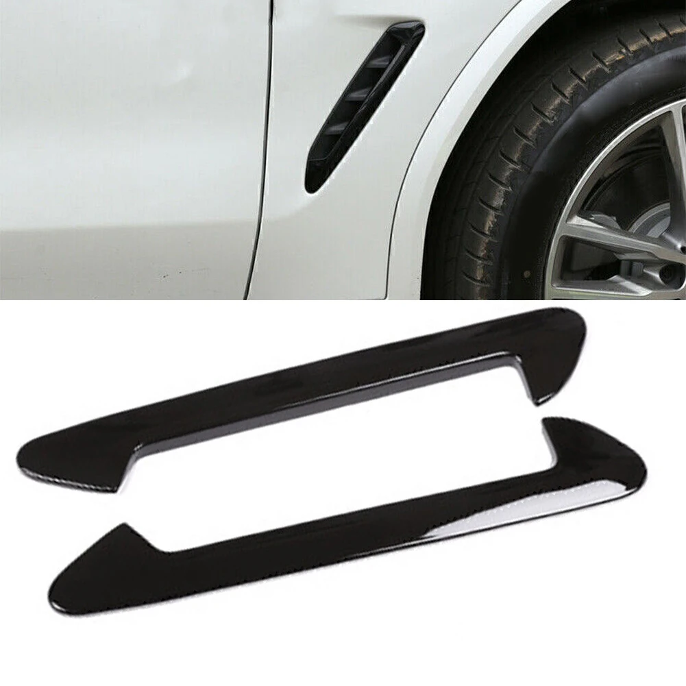 2pcs Car Side Air Fender Vent Trim Glossy Black ABS Air Flow Vent Wing Spoiler Stick Cover Trim For BMW X3 G01 X4 G02 2018-2023