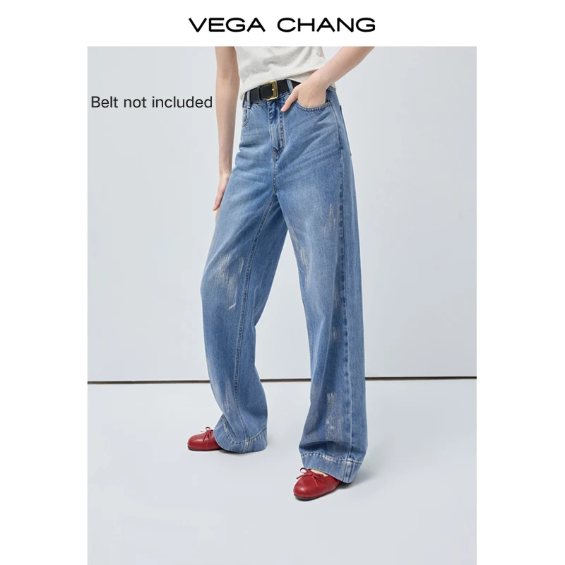 

Vega Chang Spring and Autumn New Women's Retro Style Silver Brushed Jeans